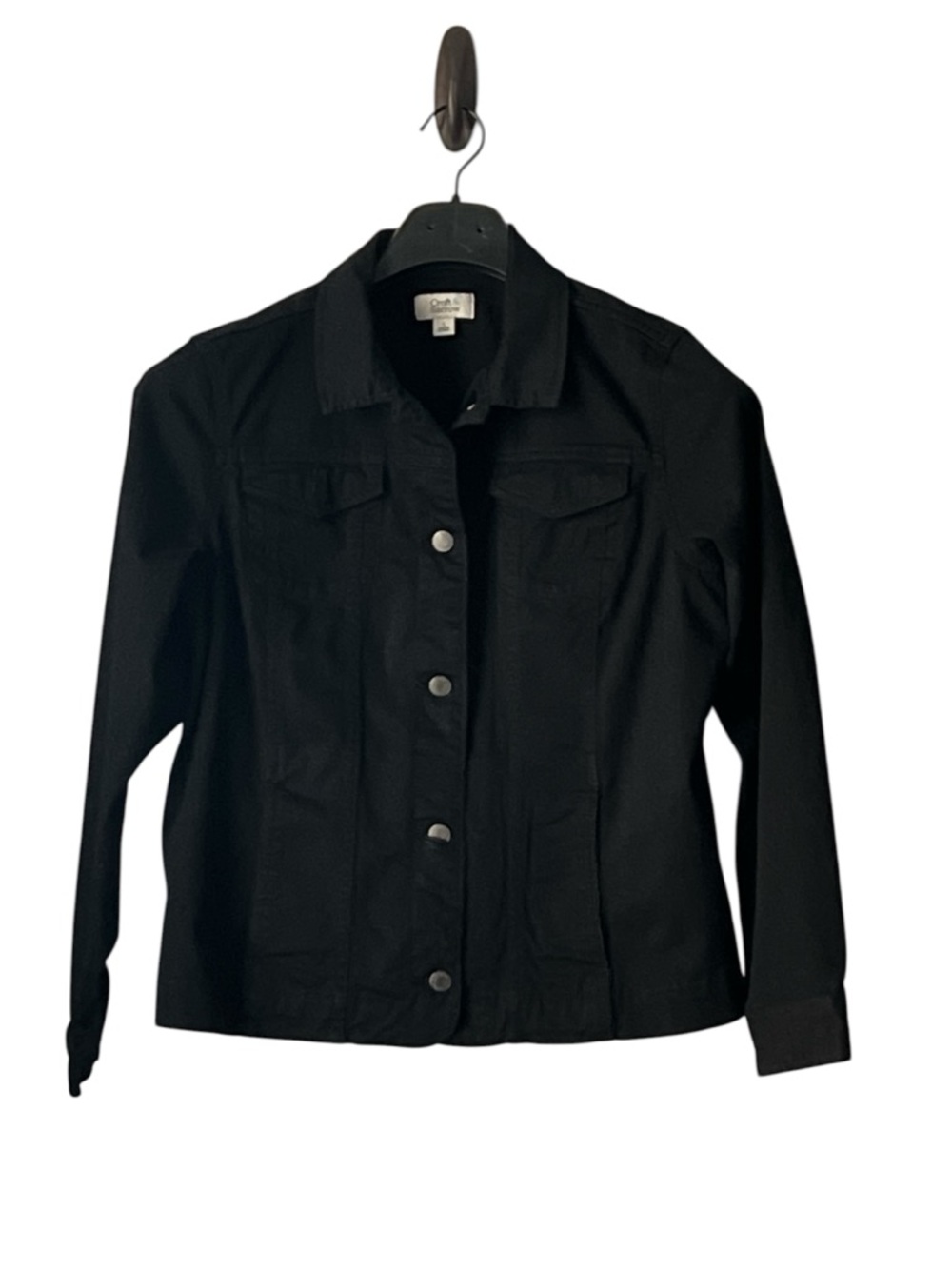 croft & barrow Black Button-Front Jean Jacket, Size L